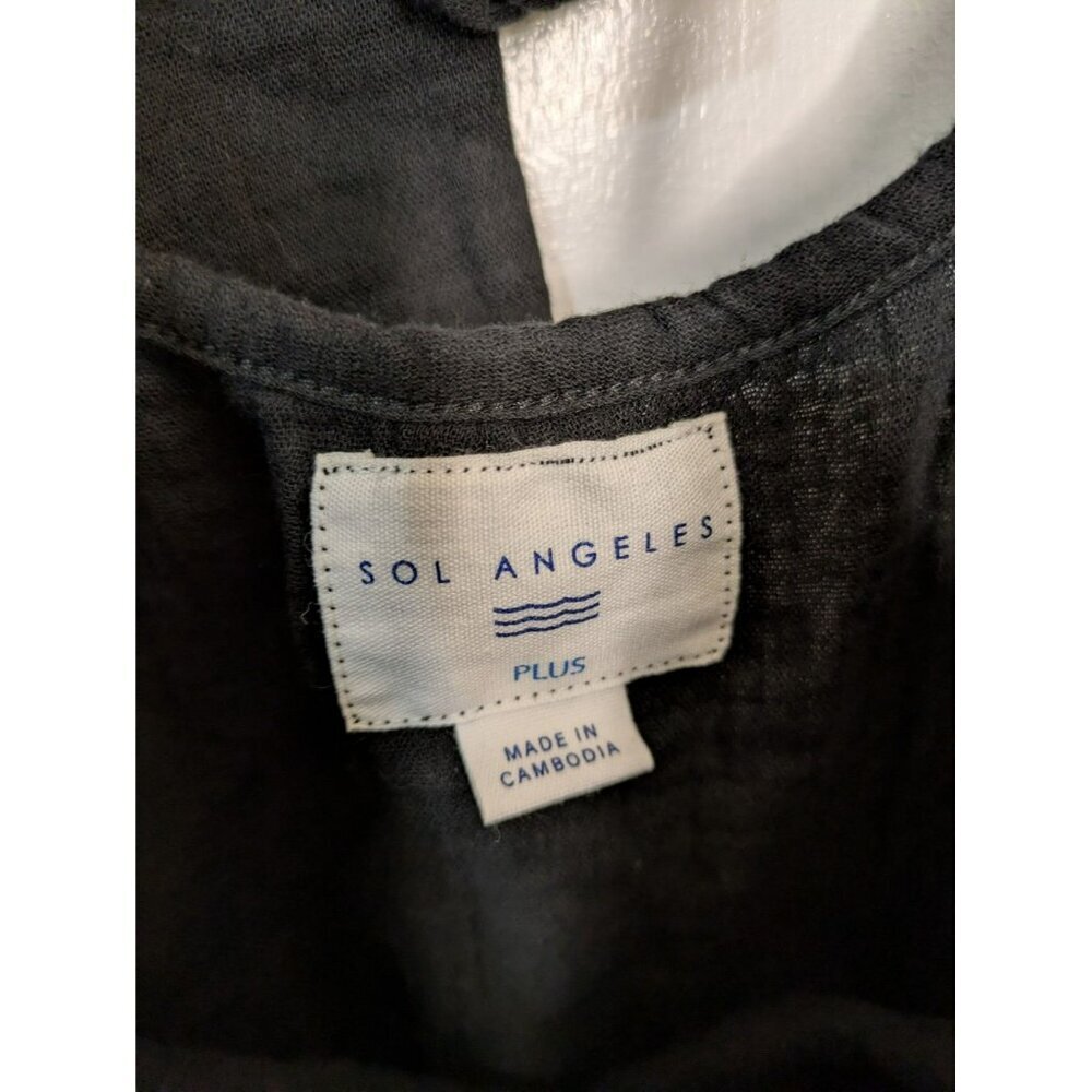SOL Los Angeles Gauze Maxi Dress Sz Plus XL-2X Black Open Tie Back Flowy Pockets - Picture 3 of 8